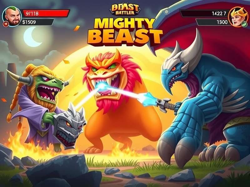 Mighty Beast Battler game screenshot showing epic beast battle